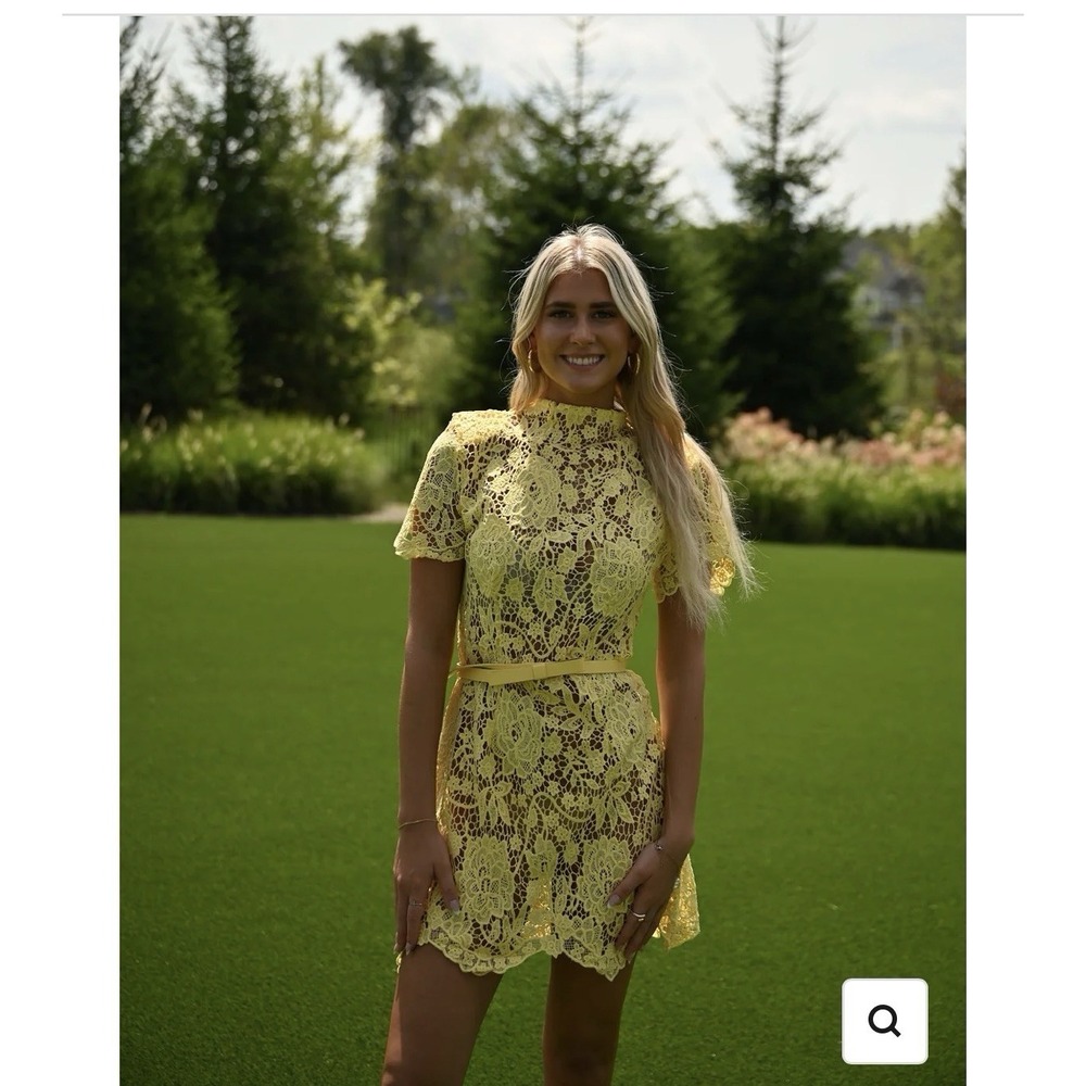 Hampton Heiress Dress XL Yellow Lace Floral